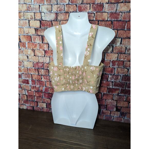 BP. Women's Button Front Linen Blend Tank Floral Crop Top - Picture 3 of 5